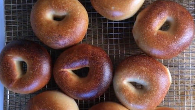 Homemade Bagels baked in the wood-fired oven